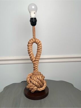 Natural Rope knot table lamp. Coastal beach, Western or MCM style.
